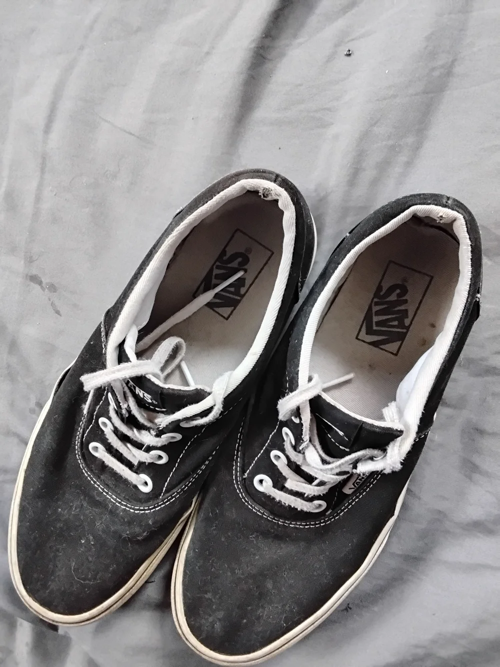 Vans Black Canvas Low-Top Platform Sneakers with White Trim